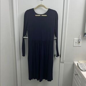Elegant Long Sleeve Navy Dress